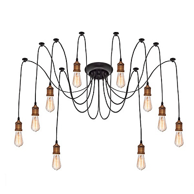 Латунный Industrial Edison Chandelier 6 плафонов Латунная версия (10 плафонов) фото 3