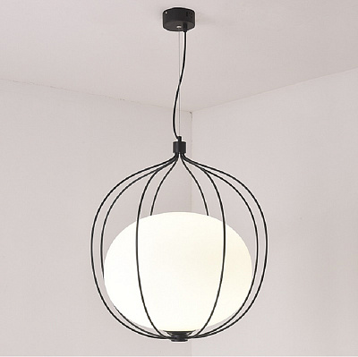 Светильник из металлического проволочного абажура со стеклянным плафоном внутри PHEZALIS МедныйМалый (Small) фото 3