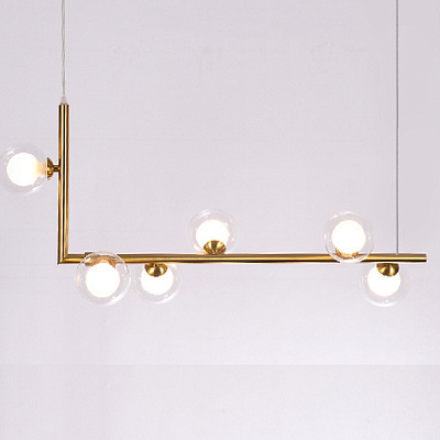Серия реечных люстр с плафонами из стекла LINDA LONG 10 плафонов Черный A одинарный плафон фото 10