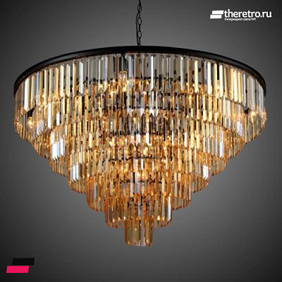 1920s Odeon Glass Fringe Chandelier Smoke (L) - 7 rings фото 9