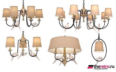 Loft Birds Chandelier 3 плафона  фото 8