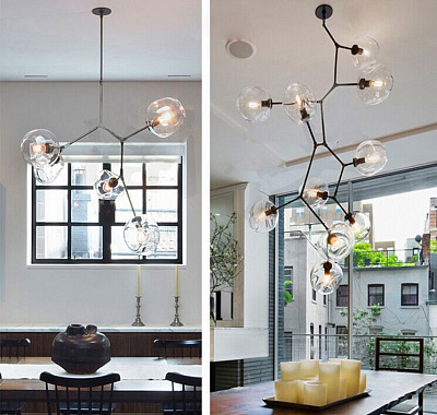 Lindsey Adelman Branching Bubble Chandelier 3 плафона Прозрачный Черный Вертикаль фото 21