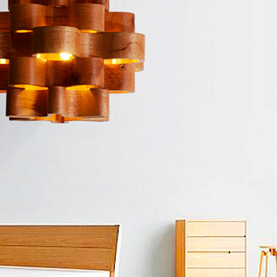 Loft Wooden Chandlier фото 9