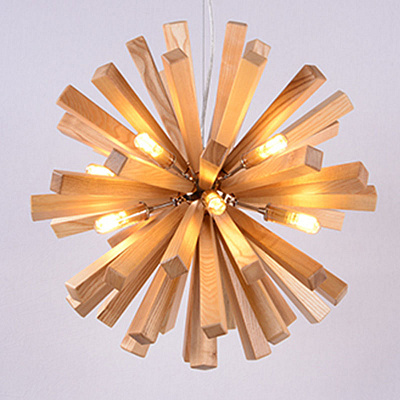 Loft Wooden Sputnik 55 см  Светлое дерево фото 4