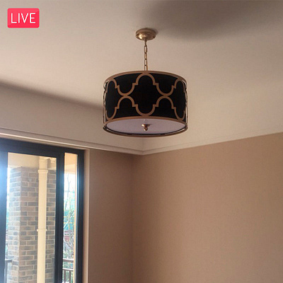 Люстра Quatrefoil Overlay Drum Pendant 40 см  Черный фото 8