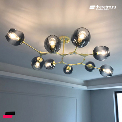 Lindsey Adelman Branching Bubble Chandelier 3 плафона Прозрачный Черный Вертикаль фото 5