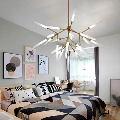 Подвесной светильник Spur Chandelier 25 плафонов Латунь фото 6