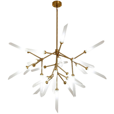 Подвесной светильник Spur Chandelier 25 плафонов Латунь фото 3