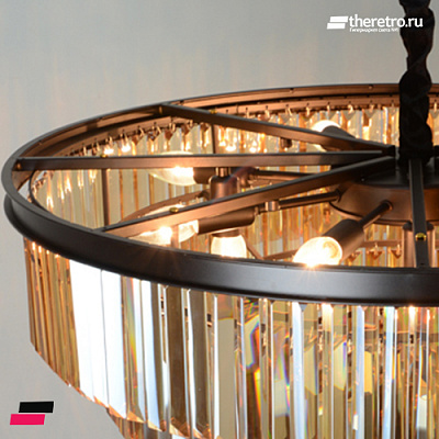 1920s Odeon Glass Fringe Chandelier Smoke (L) - 7 rings фото 6