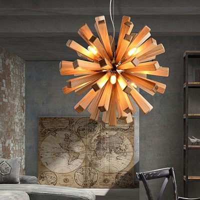 Loft Wooden Sputnik 55 см  Светлое дерево фото 12