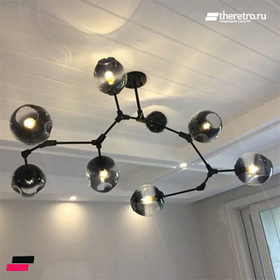 Lindsey Adelman Branching Bubble Chandelier 3 плафона Прозрачный Черный Вертикаль фото 18
