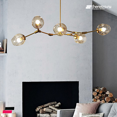 Lindsey Adelman Branching Bubble Chandelier 3 плафона Прозрачный Черный Вертикаль фото 6
