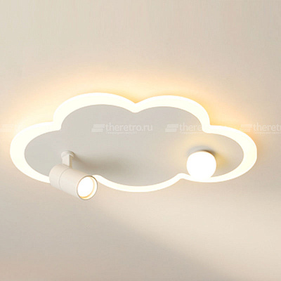 Потолочный светильник в виде облака с LED-свечением по контуру и дополнительными плафонами цилиндрической и шарообразной формы Sky фото 6