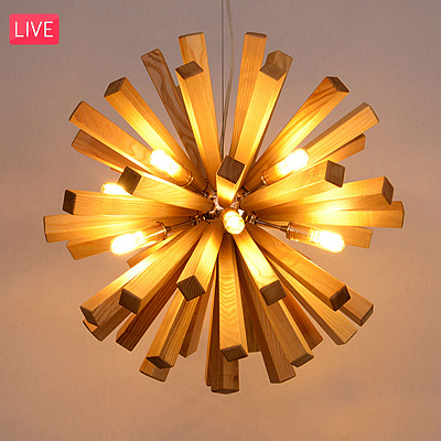 Loft Wooden Sputnik 55 см  Светлое дерево фото 5