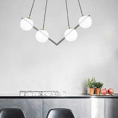 Подвесная потолочная люстра в скандинавском стиле со стеклянными плафонами ANGLE фото 7