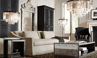 1920s Odeon Glass Fringe Chandelier (S ) - 3 rings 40 см   фото 6